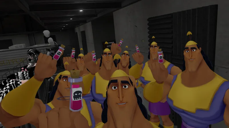 Colorful Fooshi group shot — red, blue, purple, and pink avatars